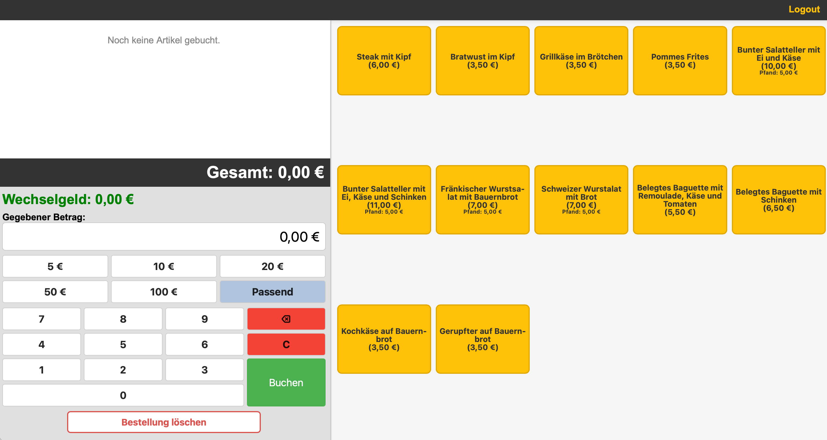 Weinfest: Kassiereransicht